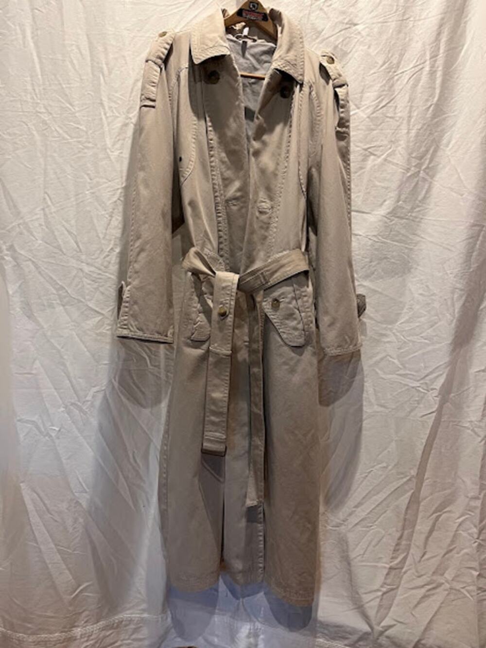 VTG Luxador Trenchcoat Raincoat Beige Stone Full Length Mens 90s Y2K Sz 50